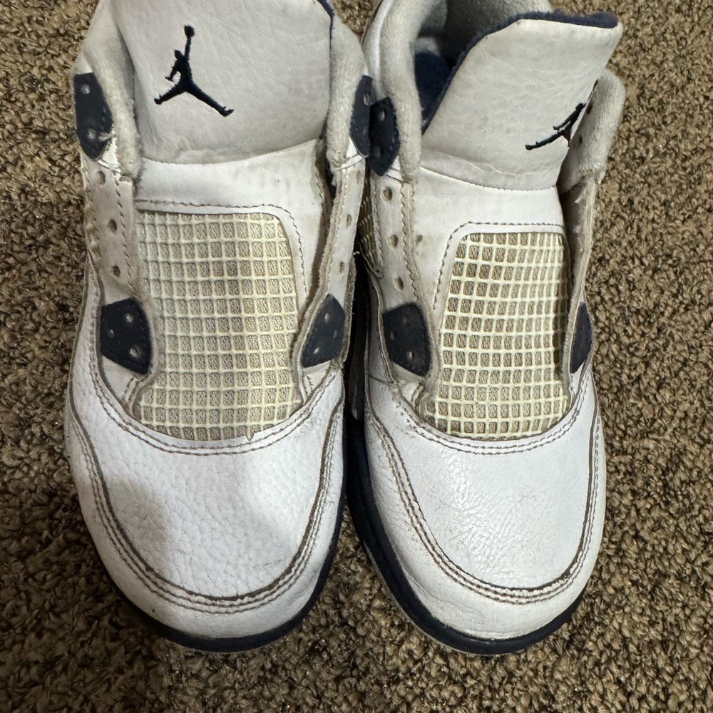 Kids White and blue Jordan Shoes